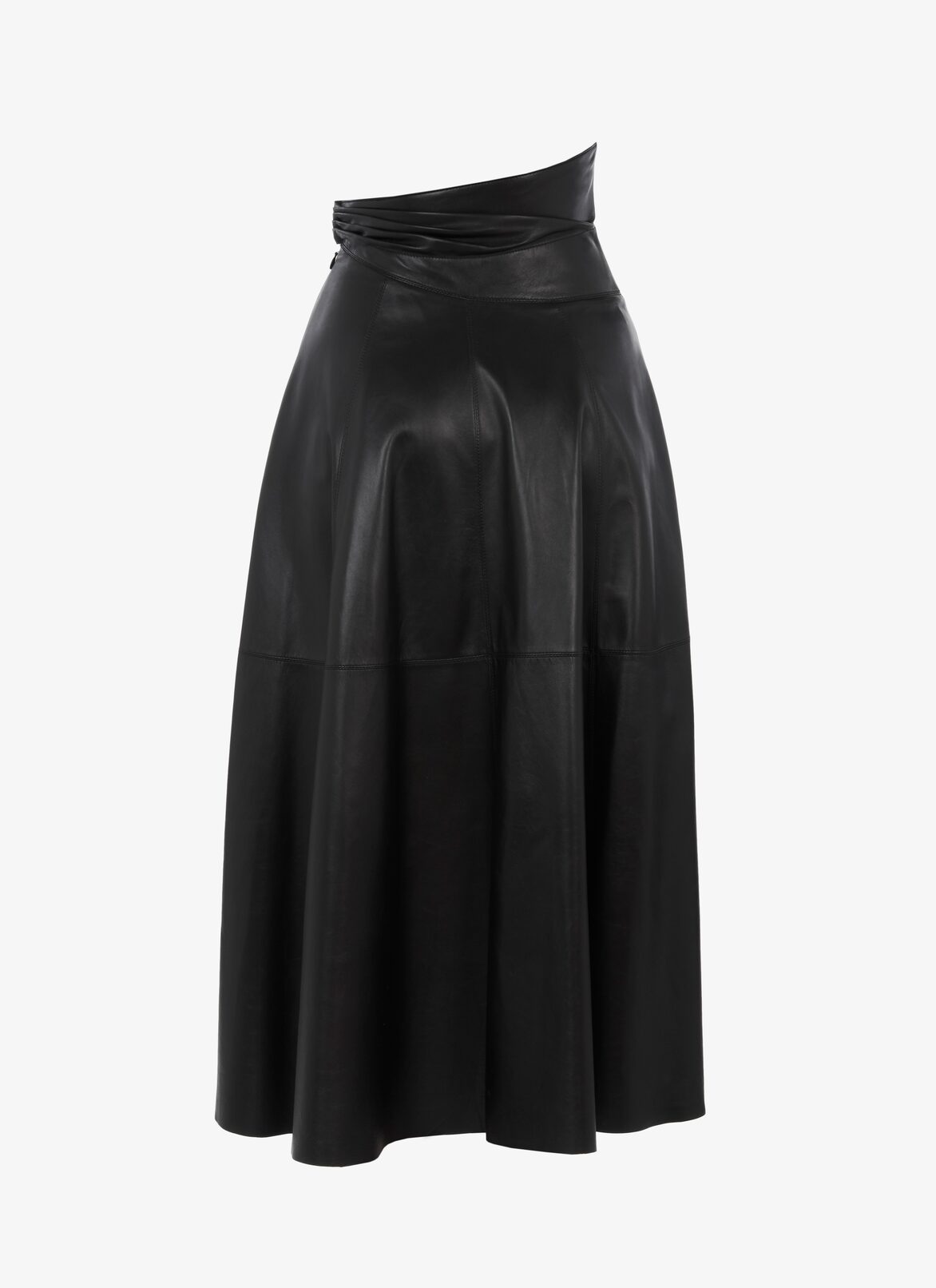 Jupe À Empiècements En Cuir D’Agneau ALAÏA JUPE À EMPIÈCEMENTS EN CUIR D’AGNEAU NOIR